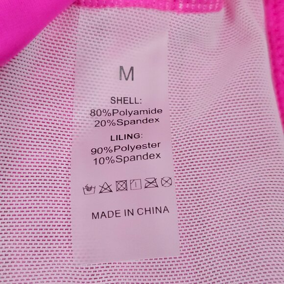 Women's Pink Plunge Neck Strappy Back One Piece Swimsuit Size M NWOT - Picture 9 of 13